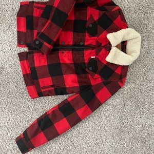 Levi’s Plaid Coat with Sherpa Collar